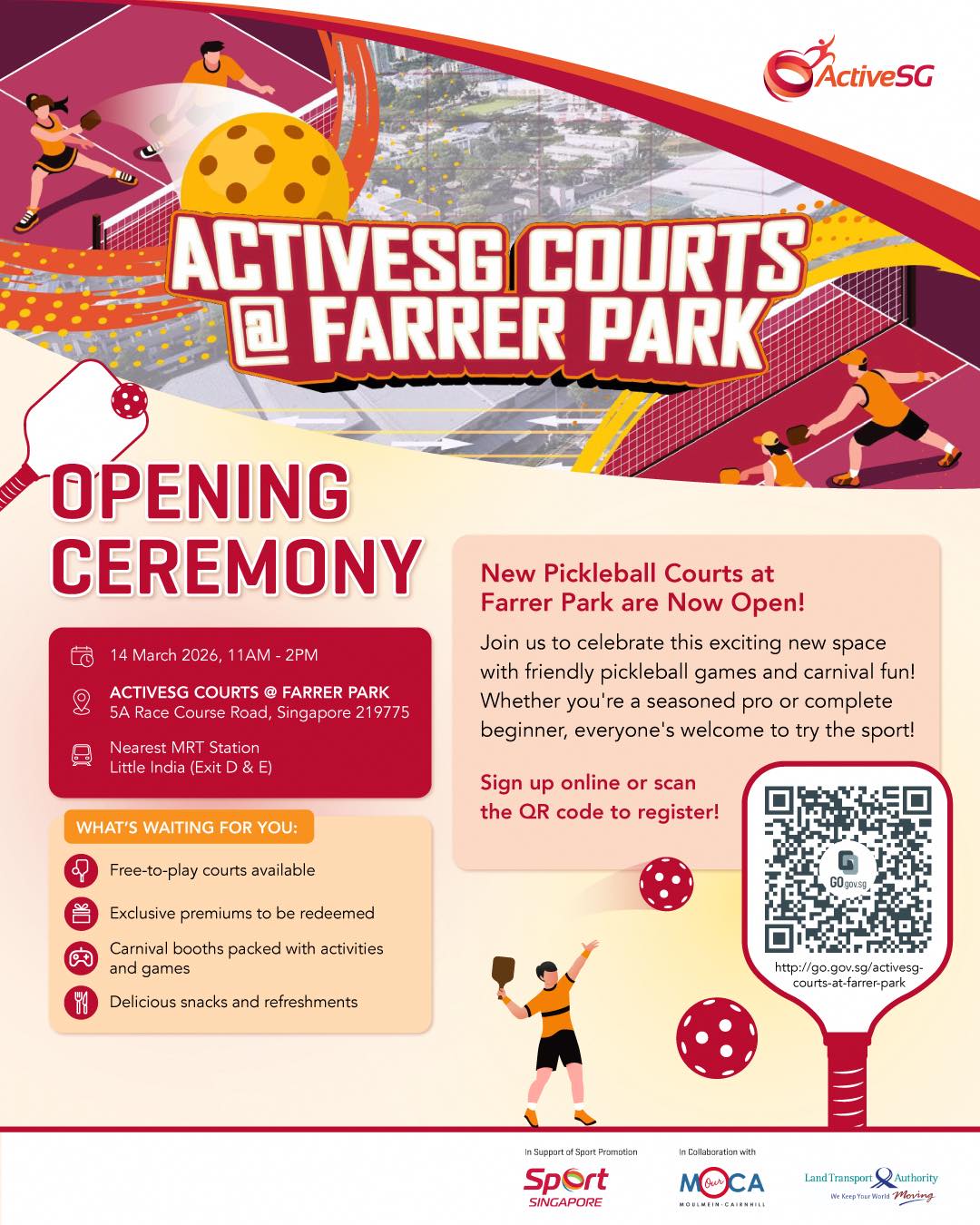 A lively view of the new pickleball courts at Farrer Park