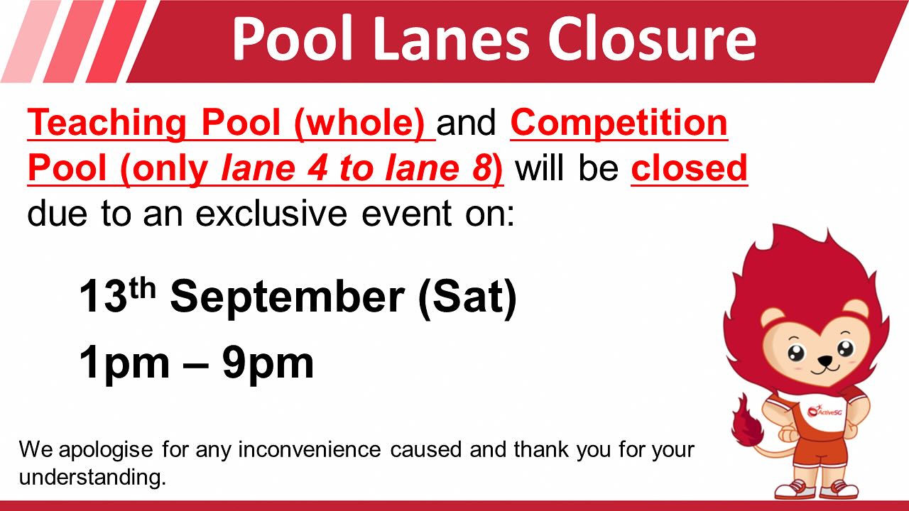 Image illustrating a swimming pool area, accompanying an event announcement.